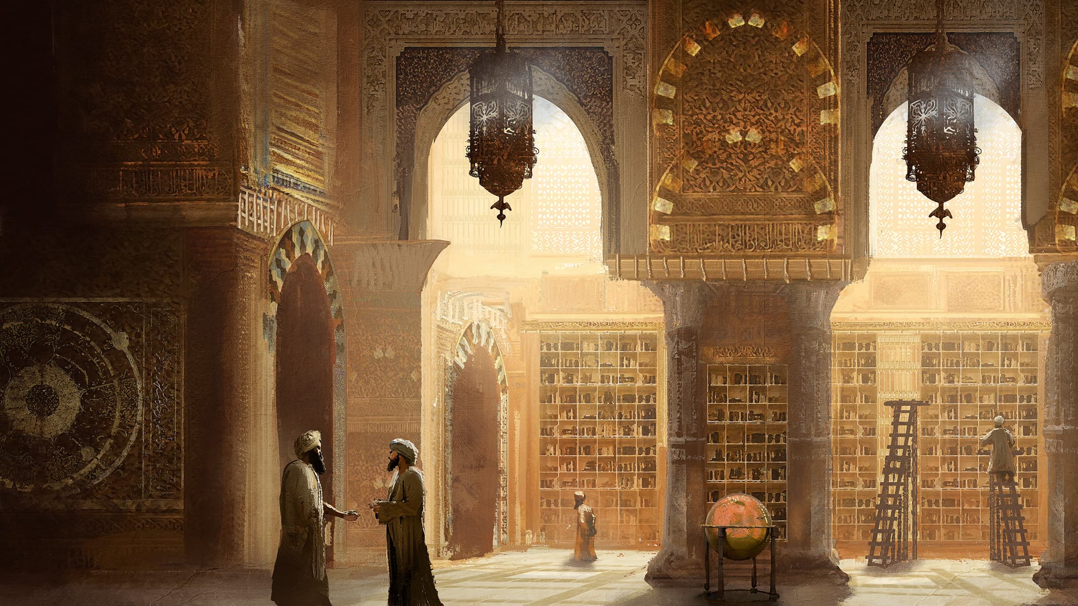 Ancient library interior